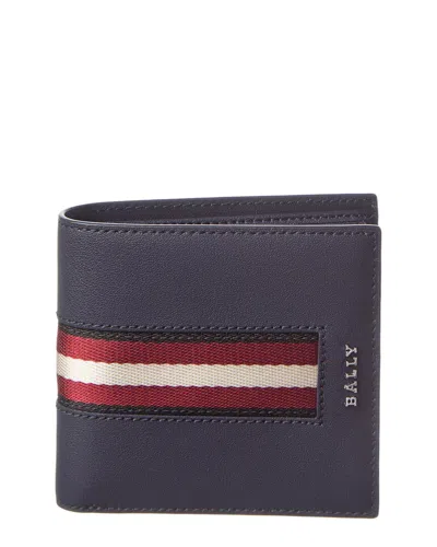 Bally Hadlet Leather Id Coin Wallet In Blue