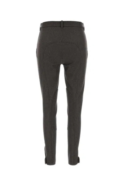 Burberry Women Embroidered Stretch Cotton Pant In Green