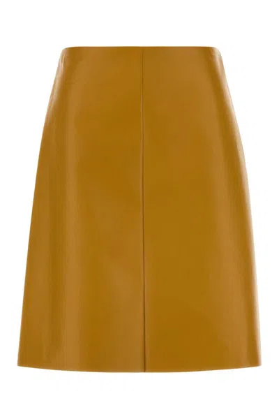 Miu Miu Nappa Leather Skirt High Waisted Seams In Orange