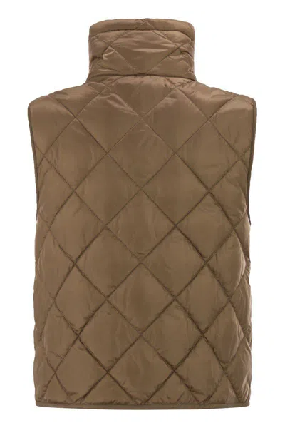 Max Mara The Cube Tegic - Drip-proof Canvas Padded Waistcoat In Brown