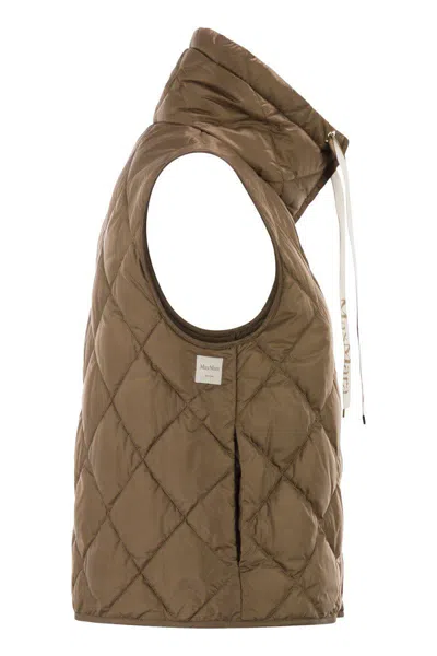 Max Mara The Cube Tegic - Drip-proof Canvas Padded Waistcoat In Brown