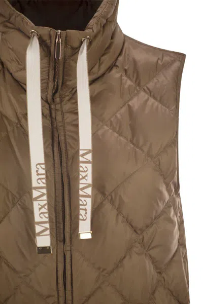 Max Mara The Cube Tegic - Drip-proof Canvas Padded Waistcoat In Brown