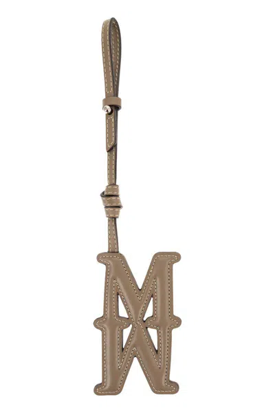 Max Mara Mxalacca - Leather Keyring With Logo In Brown