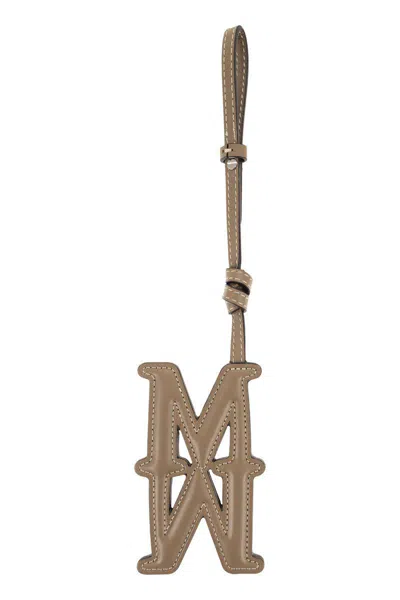 Max Mara Mxalacca - Leather Keyring With Logo In Brown