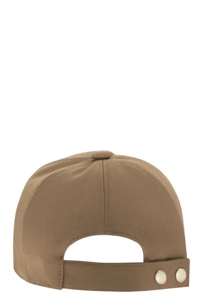 Max Mara Mxaribaldo - Water-repellent Gabardine Baseball Cap In Brown