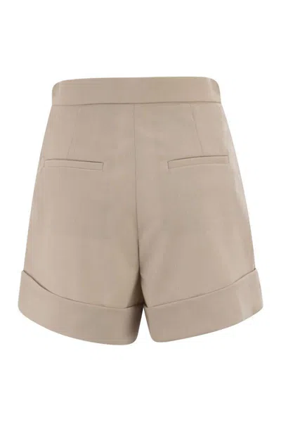 Max Mara Mxmcelebre - Shorts In Wool, Mohair And Silk Canvas In Neutral
