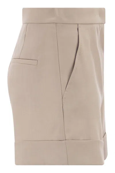 Max Mara Mxmcelebre - Shorts In Wool, Mohair And Silk Canvas In Neutral