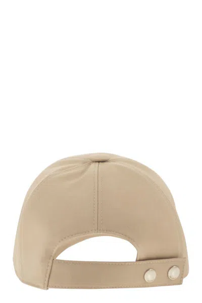 Max Mara Mxaribaldo - Water-repellent Gabardine Baseball Cap In Neutral