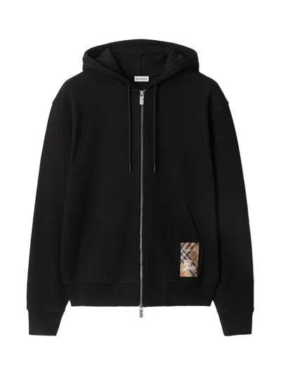 Burberry Classic Zip-up Black Sweatshirt With Pocket Design