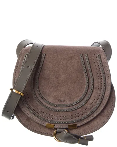 Chloé Marcie Small Suede Saddle Bag In Brown