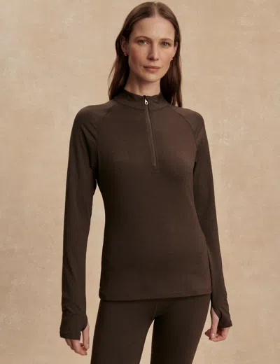 Varley Always Warm Half-zip Stretch-jersey Top In Brown