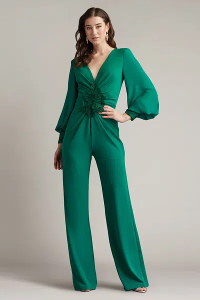 Tadashi Shoji Sahana Bishop Sleeve Plunge Jumpsuit In Green