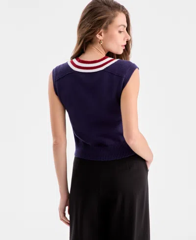 Bar Iii Women's Sleeveless V-neck Sweater Vest, Exclusively At Macy's In Blue