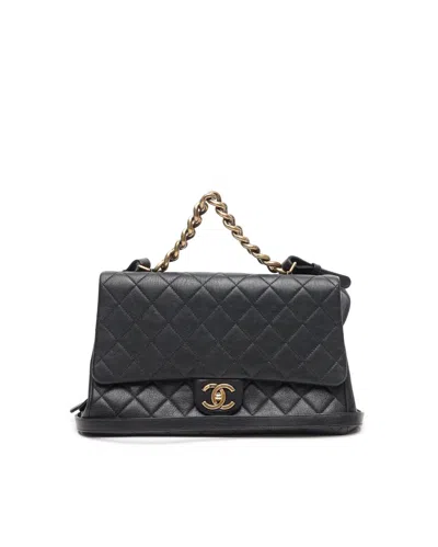 Pre-owned Chanel Trapezio Flap Bag In Black