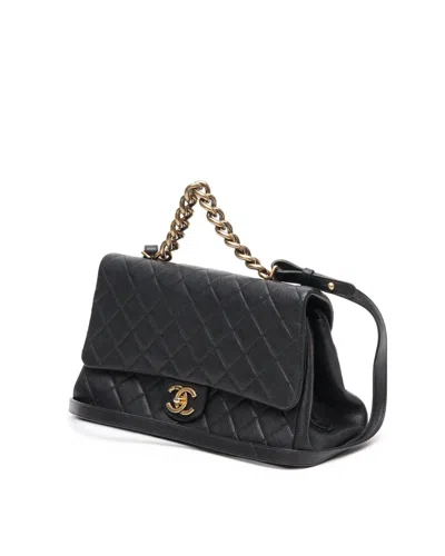 Pre-owned Chanel Trapezio Flap Bag In Black
