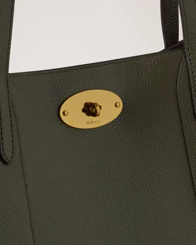 Mulberry Bayswater Green Tote Bag With Front Turn-lock Closure In Leather Woman