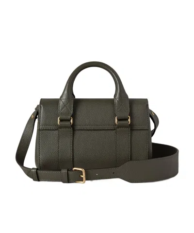 Mulberry Bayswater Mini Green Handbag With Twist Lock In Hammered Leather Woman