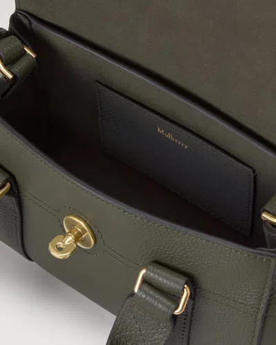 Mulberry Bayswater Mini Green Handbag With Twist Lock In Hammered Leather Woman