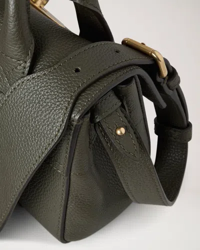 Mulberry Bayswater Mini Green Handbag With Twist Lock In Hammered Leather Woman