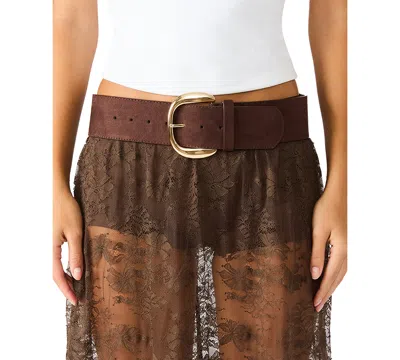 Steve Madden Women's Faux Suede Wide Belt In Brown