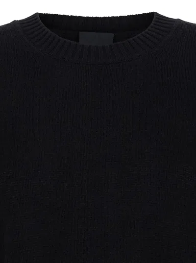 Plain Black Crewneck Sweater In Cashmere Woman In Black