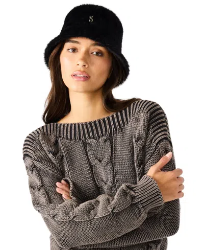 Steve Madden Fuzzy Bucket Hat In Black