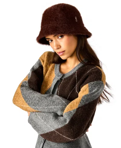 Steve Madden Fuzzy Bucket Hat In Brown