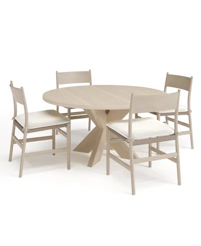 Universal Furniture River Rock 5 Pc. Dining Set (round Table & 4 Wood Side Chairs) In Brown