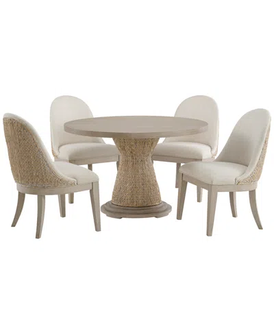 Macy's Furniture Sirena 5-pc. Set Round Dining Table And 4 Woven Side Chairs In Sand