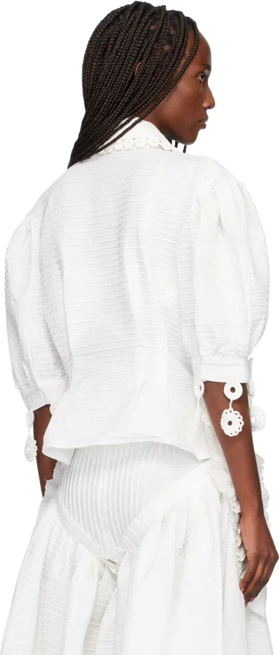 Roisin Pierce White Iced Crochet And Ivory Pintuck Shirt In White