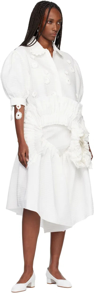 Roisin Pierce White Iced Crochet And Ivory Pintuck Shirt In White