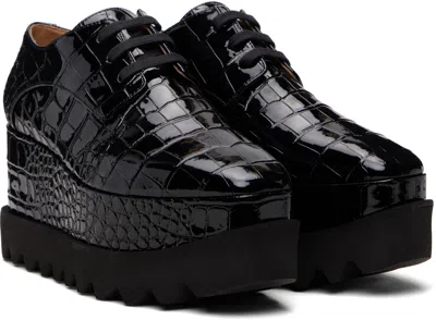 Stella Mccartney Black Limited-edition Elyse Crocodile Platform Derbys In Black
