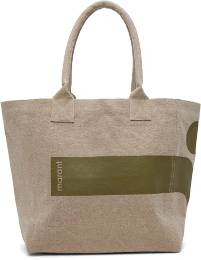 Isabel Marant Taupe Small Yenky Tote In Green