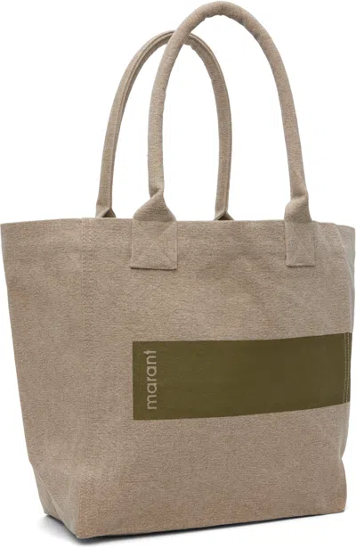 Isabel Marant Taupe Small Yenky Tote In Green