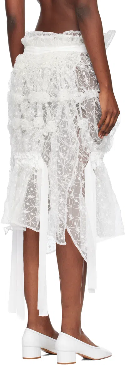 Roisin Pierce White Artisanal Forget-me-not Midi Skirt In White