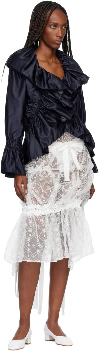 Roisin Pierce White Artisanal Forget-me-not Midi Skirt In White