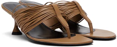 Proenza Schouler Khaki Cable T-strap Heeled Sandals In Brown