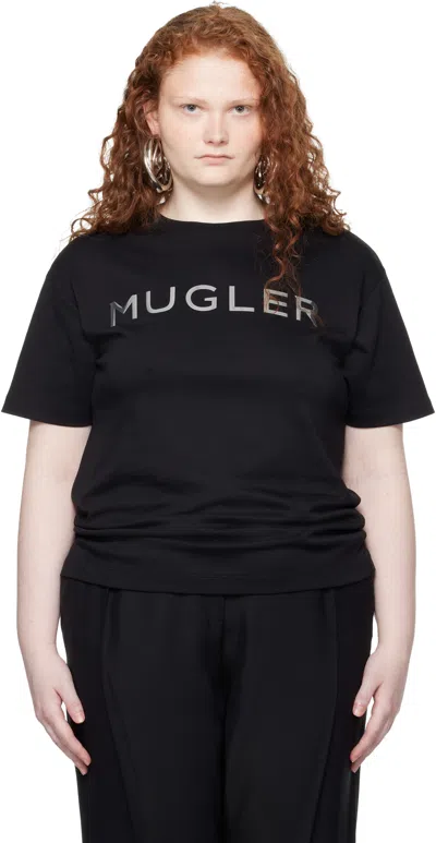 Mugler Black Chrome Logo T-shirt In Black