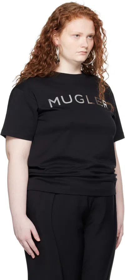 Mugler Black Chrome Logo T-shirt In Black