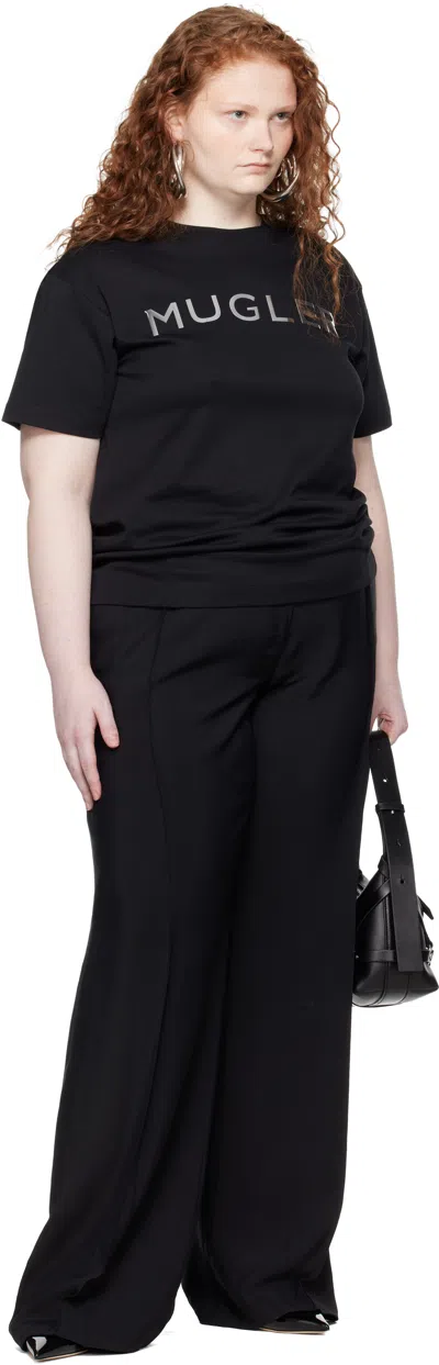 Mugler Black Chrome Logo T-shirt In Black
