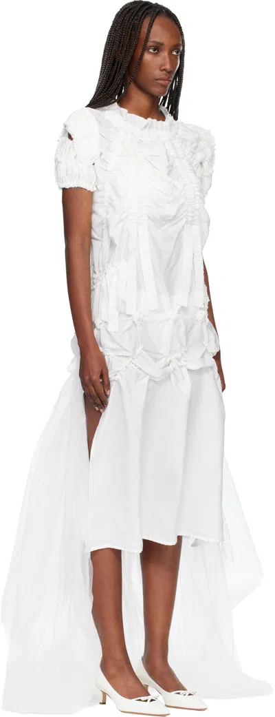 Roisin Pierce White Artisanal Forget-me-not Midi Dress In White