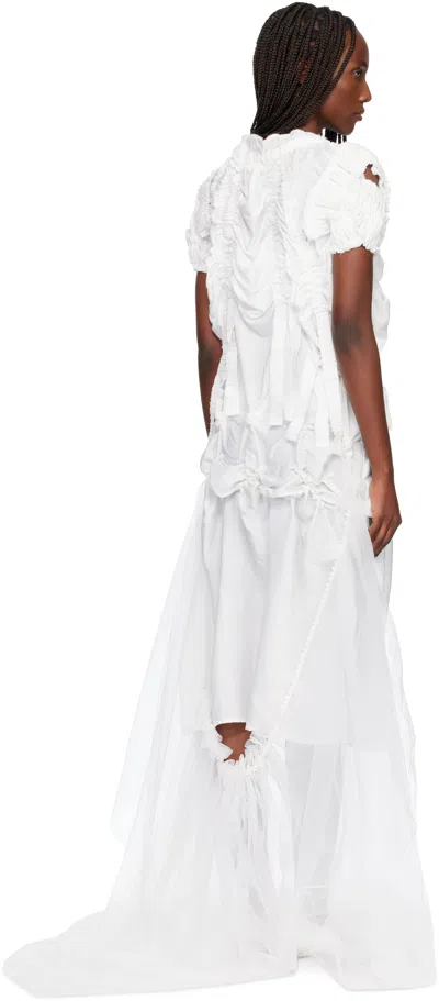 Roisin Pierce White Artisanal Forget-me-not Midi Dress In White