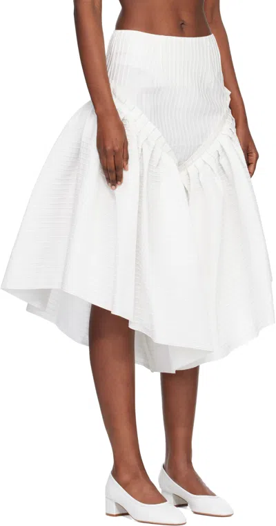Roisin Pierce White Ruffle & Pintuck Shorts· In White