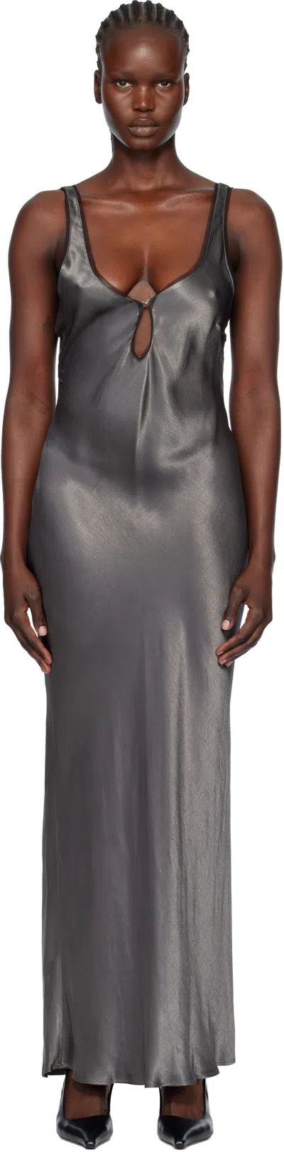 Bec & Bridge Gunmetal Celestial Keyhole Maxi Dress In Gray