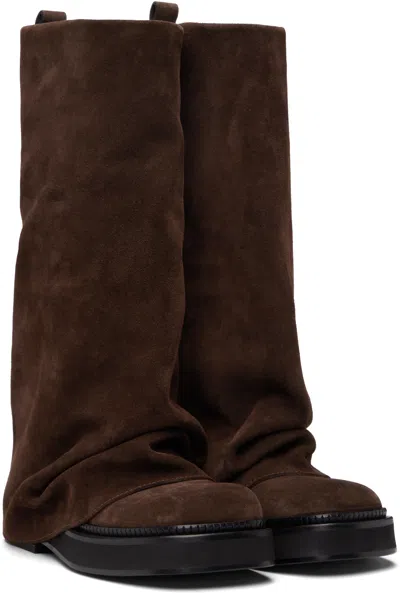 Attico Brown Robin Combat Boots In Brown