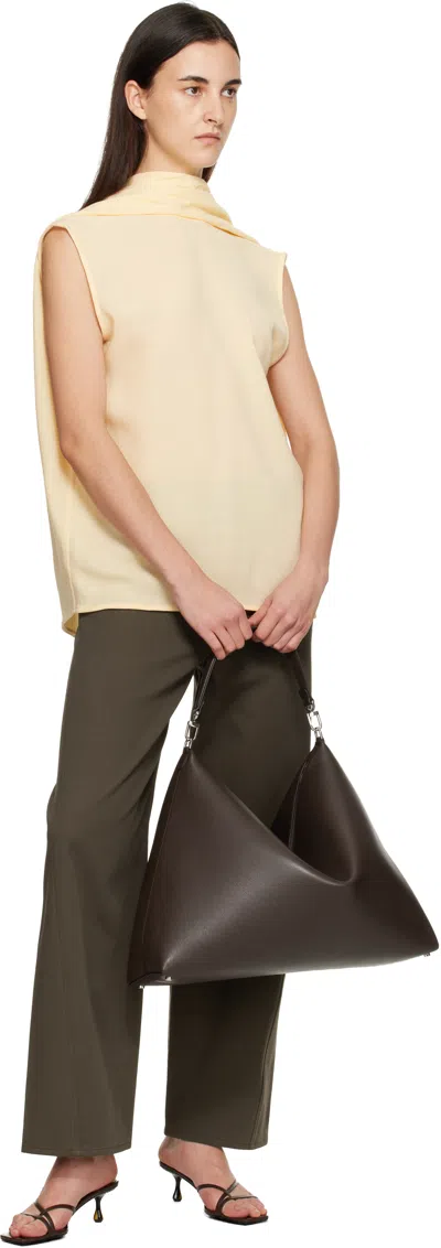 Totême Brown Bevel Grained-leather Tote In Black