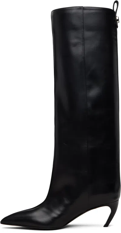 Attico Black Lea Tall Boots In Black