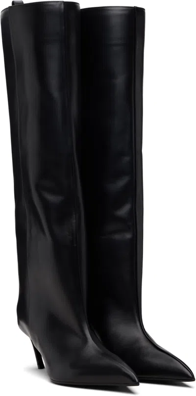 Attico Black Lea Tall Boots In Black