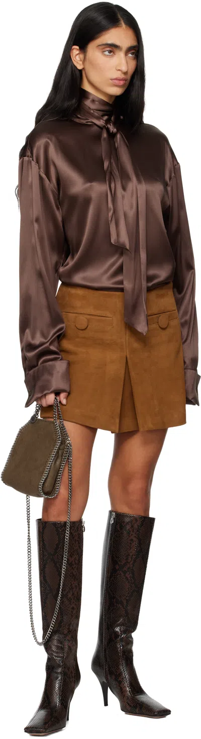 Stella Mccartney Khaki Falabella Tiny Tote Bag In Brown