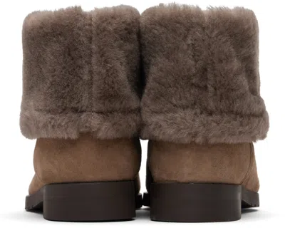 Totême Beige Fold-down Shearling Boots In Brown